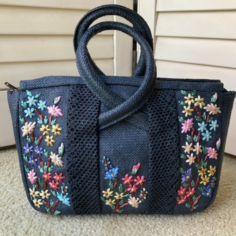 Lulu Guinness Black Paper Straw Bag - Picture 5 of 10